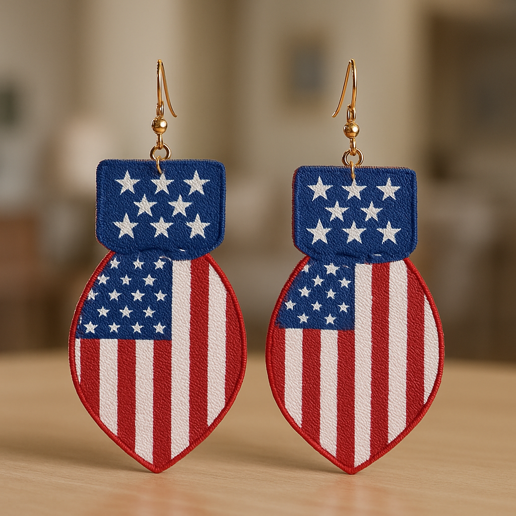 American flag patch earrings
