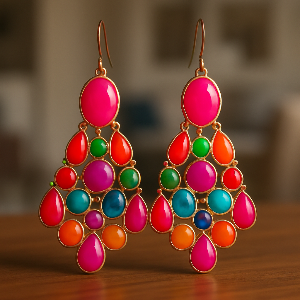 Colorful chandelier gemstone earrings