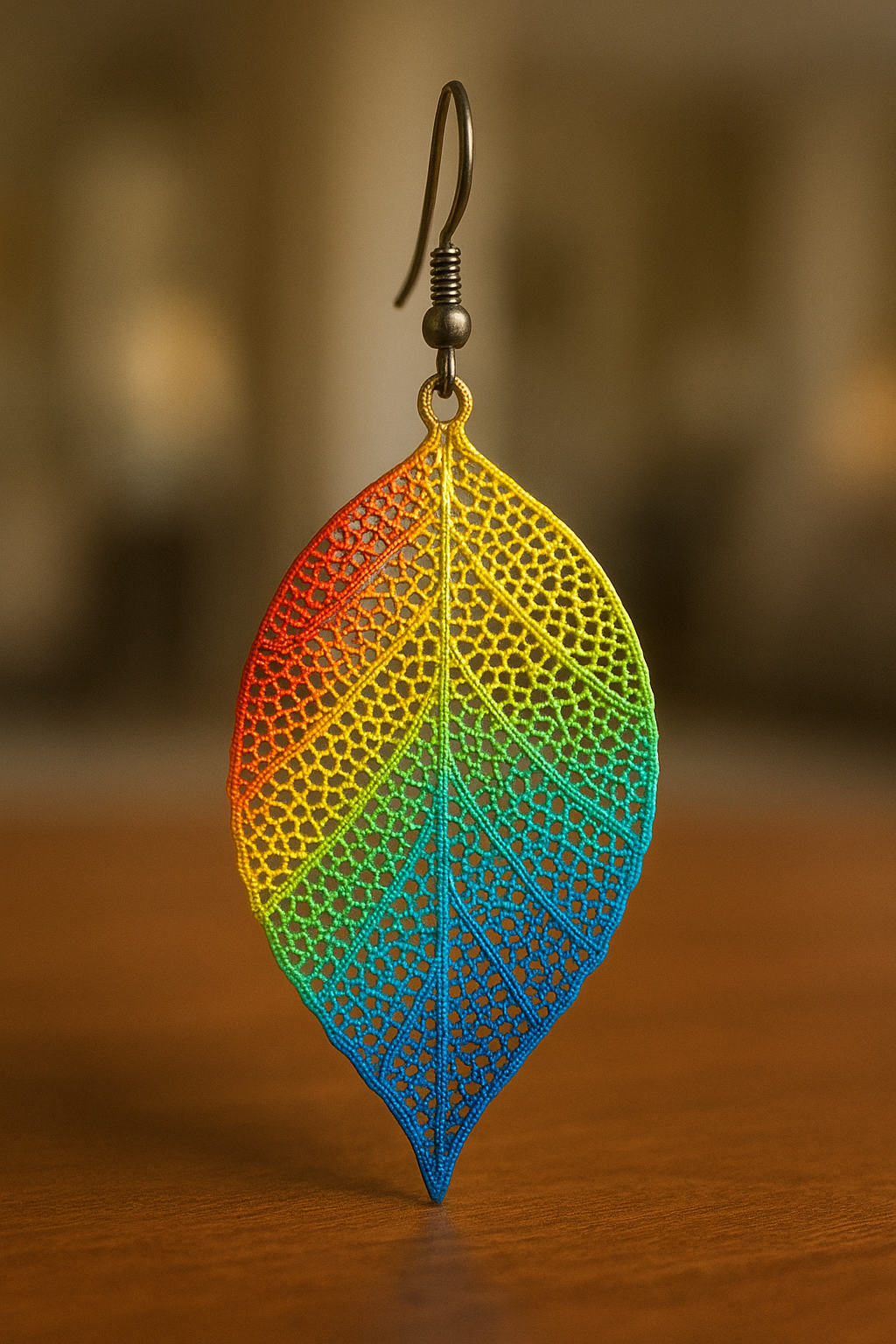 Rainbow gradient leaf earrings