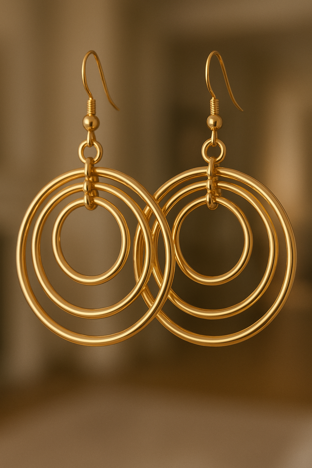 Classic triple gold hoop earrings